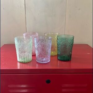 Colored Glass Tumbler Set of 5 - Assorted Pastel